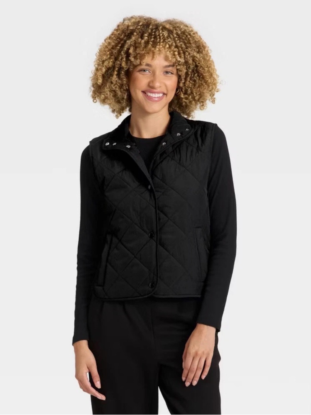 A New Day Women Quilted Vest Black M NWOT